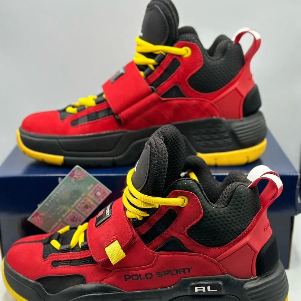 NEW Polo Ralph Lauren PS100 High-Top Sneakers 809846180002‎ Red/Black